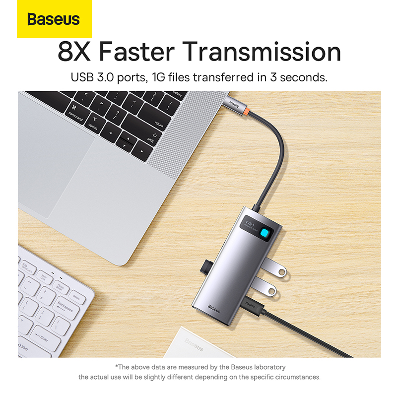 USB-хаб Baseus Metal Gleam Series 4-in-1 Multifunctional Type-C HUB Docking Station Gray（Type-C to USB3.0*4）