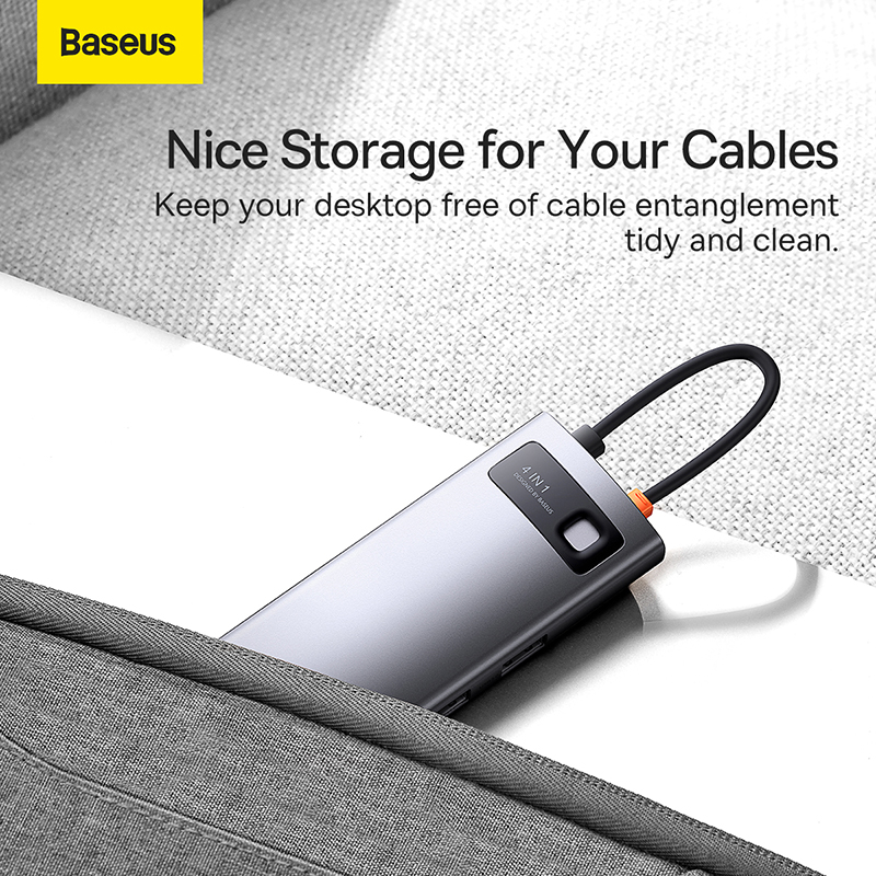 USB-хаб Baseus Metal Gleam Series 4-in-1 Multifunctional Type-C HUB Docking Station Gray（Type-C to USB3.0*4）