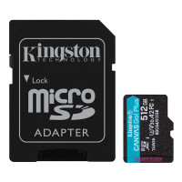 microSDXC memory card (UHS-1 U3) Kingston Canvas Go! Plus 512Gb class 10 A2 V30 (R200MB/s, W-160MB/s) (SD adapter)
