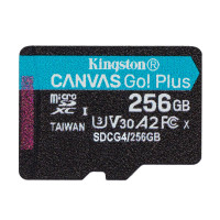microSDXC memory card (UHS-1 U3) Kingston Canvas Go! Plus 256Gb class 10 A2 V30 (R200MB/s, W-160MB/s)