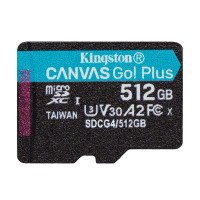 microSDXC memory card (UHS-1 U3) Kingston Canvas Go! Plus 512Gb class 10 A2 V30 (R200MB/s, W-160MB/s)