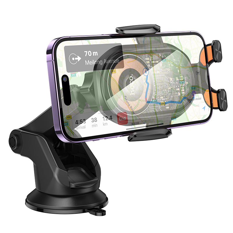 Автотримач для телефона з БЗП HOCO HOCO HW34 Blue whale 3-axis linkage wireless fast charging car holder(center console)
