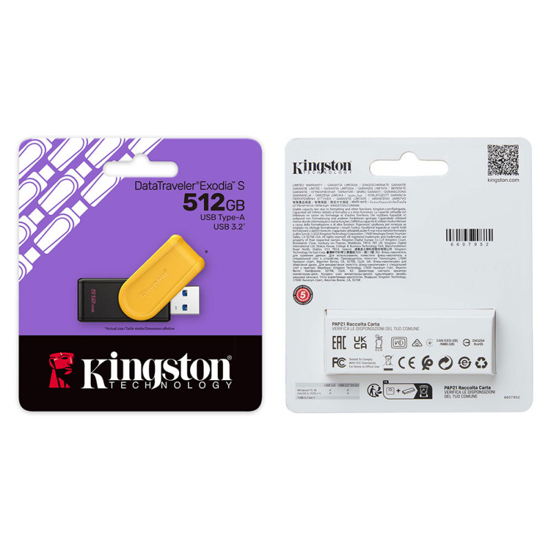 Флеш-накопичувач Kingston USB 3.2 DT Exodia S 512GB Black/Yellow