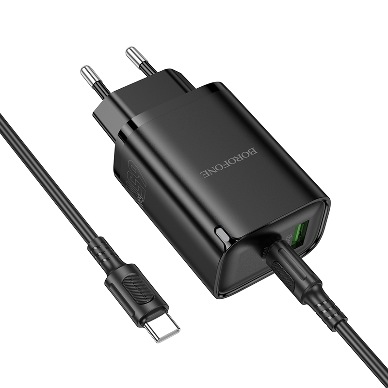 Мережевий зарядний пристрій з кабелем BOROFONE BA87A Flare star PD65W+QC3.0 charger set(C to C) Black