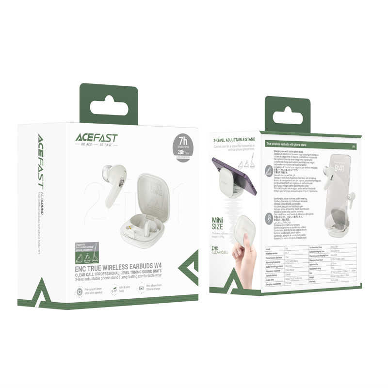 Бездротові навушники  ACEFAST W4 true wireless earbuds with phone stand Khaki