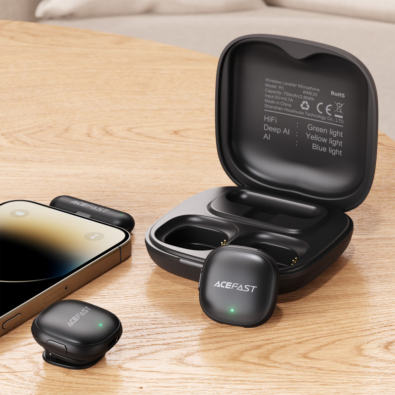 Бездротова мікрофонна система ACEFAST R1 wireless lavalier microphones Black