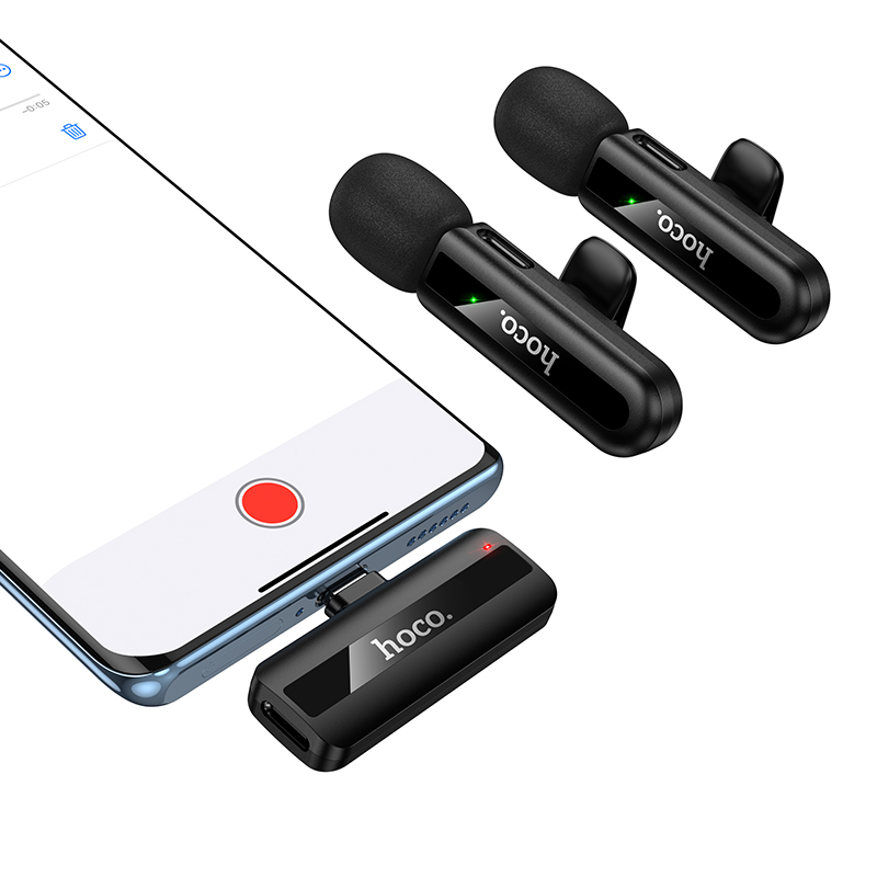 Бездротова мікрофонна система HOCO L20A Fair dual-mic wireless microphone(iP/Type-C) Black
