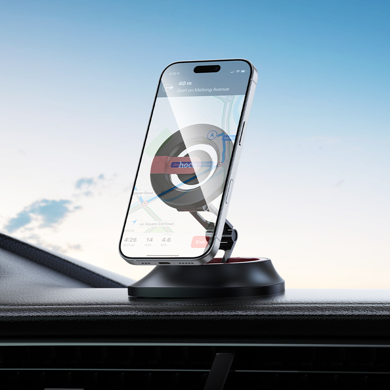 Автотримач для телефона HOCO H90 Tower folding ring magnetic car holder(dashboard)