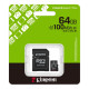 Карта пам'яті microSDXC (UHS-1) Kingston Canvas Select Plus Gen3 64Gb class 10 А1 (R-100MB/s) (adapter SD)