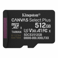 Kingston Canvas Select Plus Gen3 512Gb Class 10 A1 V30 microSDXC (UHS-1 U3) Memory Card (R-150MB/s)