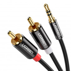 Аудіокабель UGREEN AV116 3.5mm Male to 2RCA Male, PVC, 5m Black