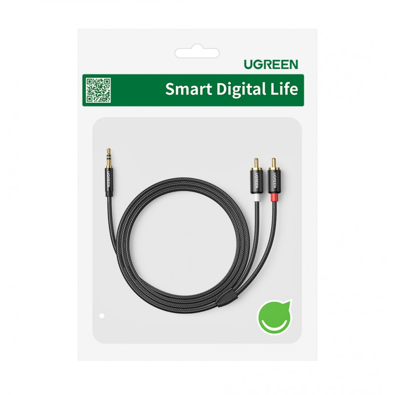Аудіокабель UGREEN AV116 3.5mm Male to 2RCA Male, PVC, 5m Black
