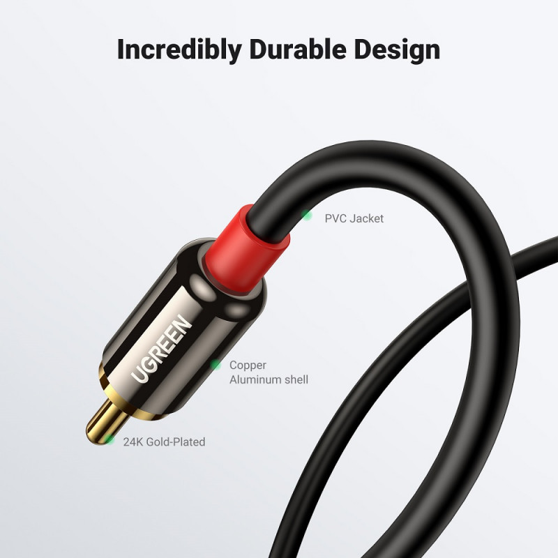 Аудіокабель UGREEN AV116 3.5mm Male to 2RCA Male, PVC, 5m Black
