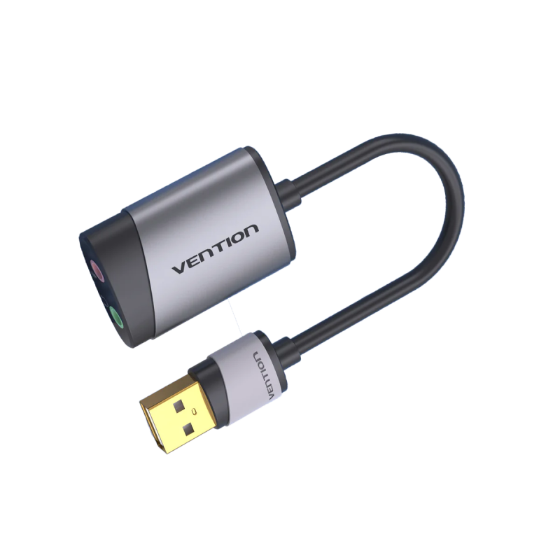 Адаптер Vention USB External Sound Card 0.15M Gray Metal Type (CDKHB)