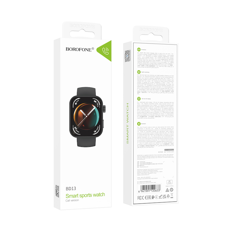 Смарт-годинник BOROFONE BD13 42mm. 230 mAh. Smart sports watch (call version) Black