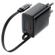 Мережевий зарядний пристрій з кабелем ACEFAST A110 PD30W GaN charger (USB-C+USB-C) with retractable cable (EU) Black