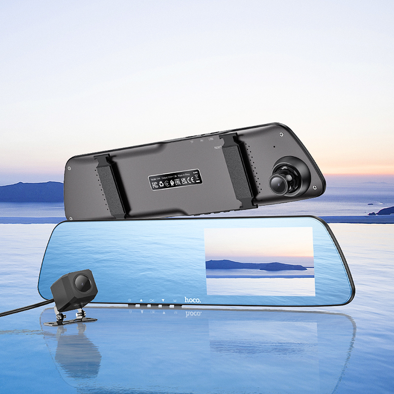 Відеореєстратор HOCO DV4 4.5-inch rearview mirror driving recorder(dual-channel) Black