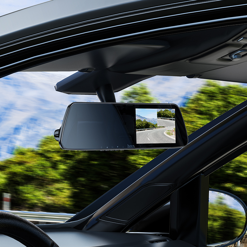 Відеореєстратор HOCO DV4 4.5-inch rearview mirror driving recorder(dual-channel) Black