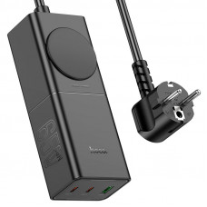 Мережевий зарядний пристрій HOCO NS4 Sharp PD65W(2C1A) desktop socket(EU/GER) Black