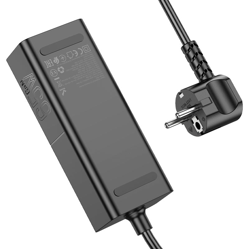Мережевий зарядний пристрій HOCO NS4 Sharp PD65W(2C1A) desktop socket(EU/GER) Black