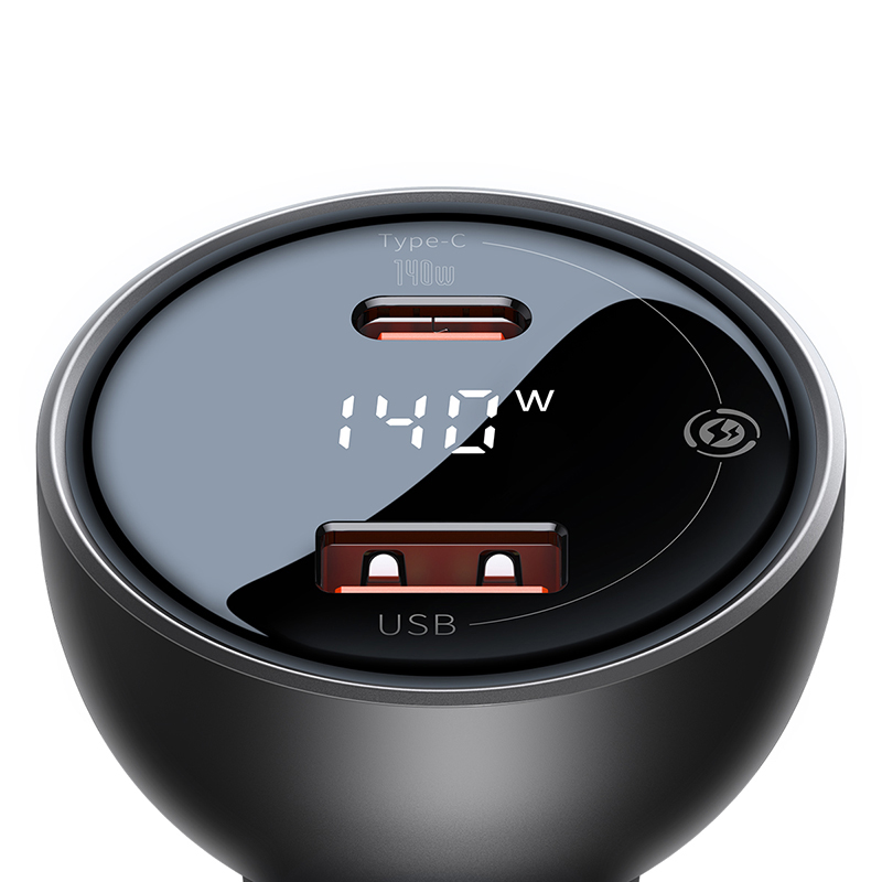 Автомобільний зарядний пристрій Baseus Digital Display PD3.1 Dual Fast Charger Car Charger U+C 140W Set Obsidian Black (With Superior Series Fast Char