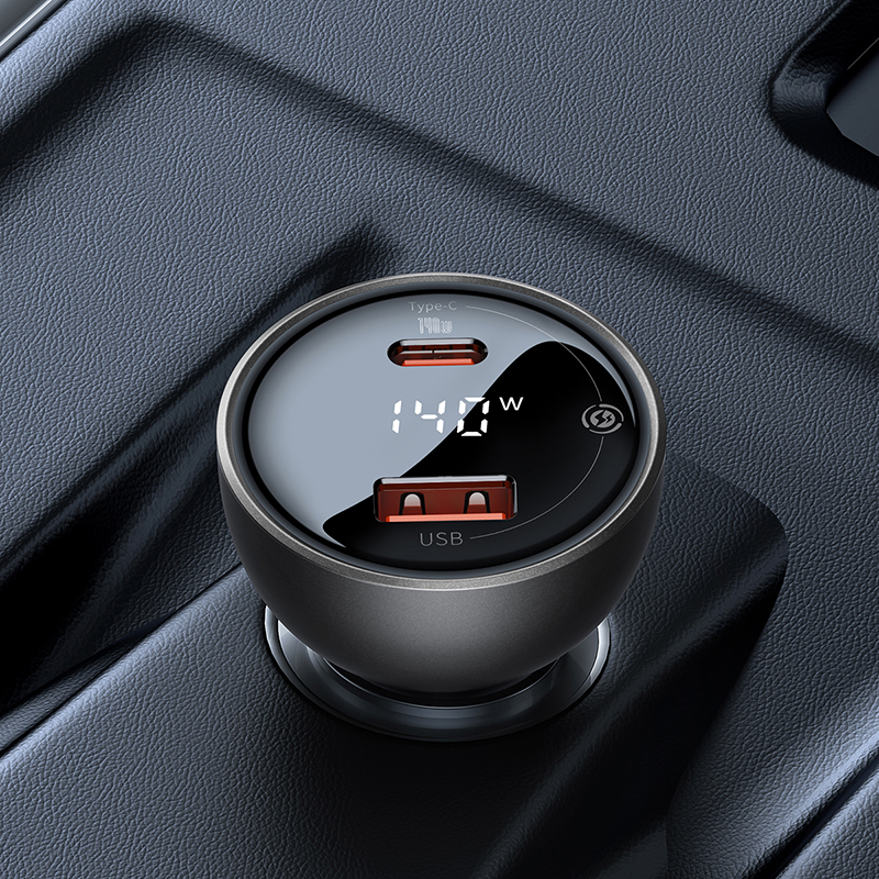 Автомобільний зарядний пристрій Baseus Digital Display PD3.1 Dual Fast Charger Car Charger U+C 140W Set Obsidian Black (With Superior Series Fast Char