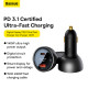 Автомобільний зарядний пристрій Baseus Digital Display PD3.1 Dual Fast Charger Car Charger U+C 140W Set Obsidian Black (With Superior Series Fast Char