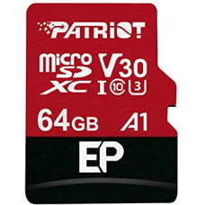Карта пам'яті microSDXC (UHS-1 U3) Patriot EP Series 64Gb class 10 V30 (R-100MB/s, W-80MB/s) (adapter SD)