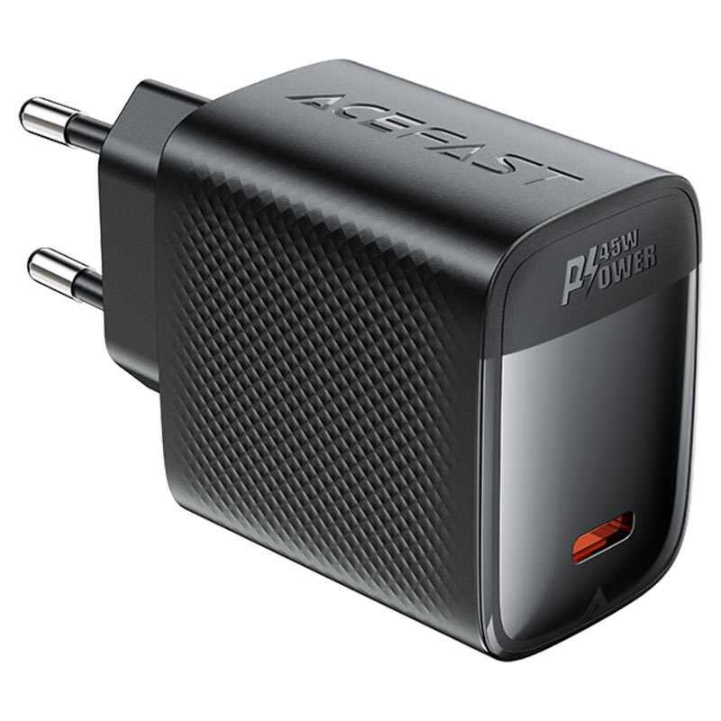 Мережевий зарядний пристрій ACEFAST A112 PD45W GaN single USB-C charger (EU) Black