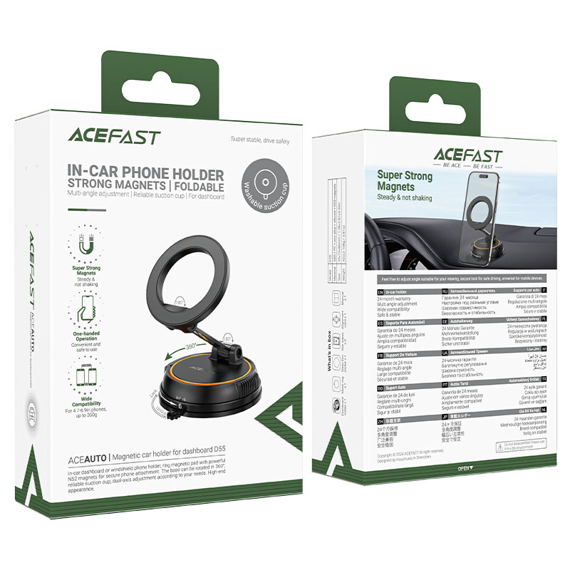 Автотримач для телефона ACEFAST D55 magnetic car holder for dashboard Black