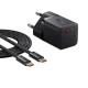 Мережевий зарядний пристрій з кабелем Baseus GaN5 Fast Charger (mini) 1C 25W EU Cluster Black (with: Fast Charging Data Cable Type-C)