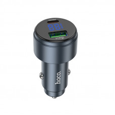 Автомобільний зарядний пристрій HOCO Z57B Glorious 63W dual-port digital display PD45W+QC3.0 car charger Metal Gray