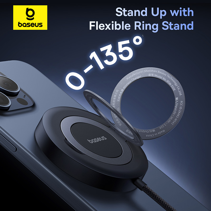 Бездротовий зарядний пристрій Baseus Simple Mini4 Magnetic Wireless Charging Stand Qi2 15W Universal Explorer Edition Cosmic Black