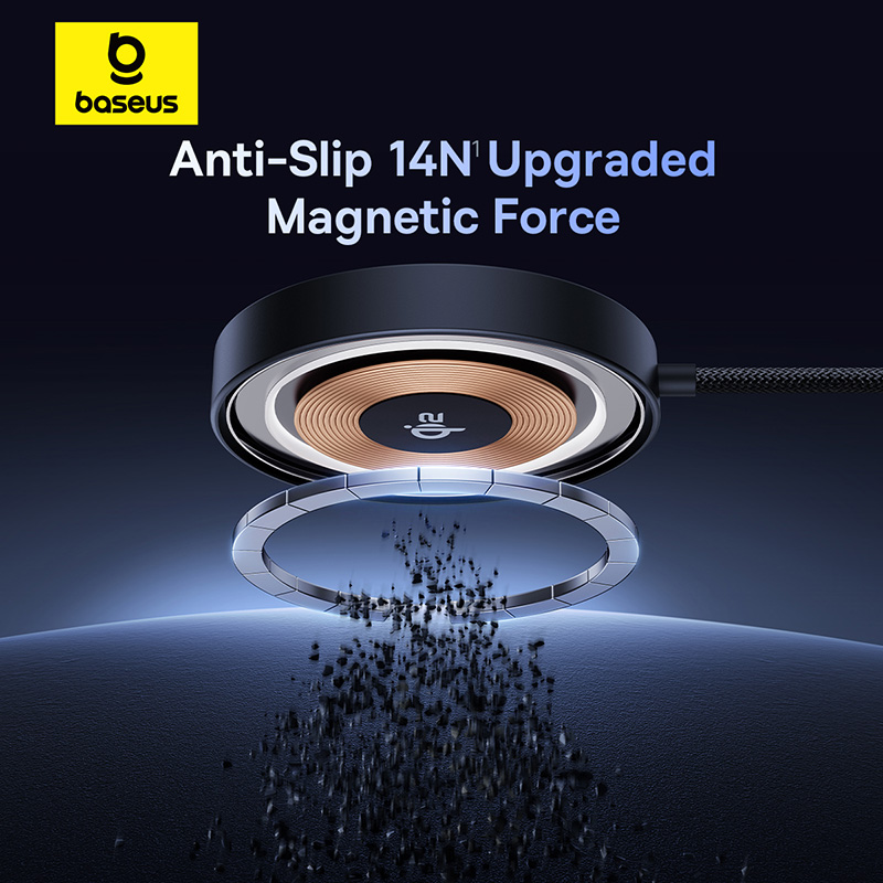 Бездротовий зарядний пристрій Baseus Simple Mini4 Magnetic Wireless Charging Stand Qi2 15W Universal Explorer Edition Cosmic Black