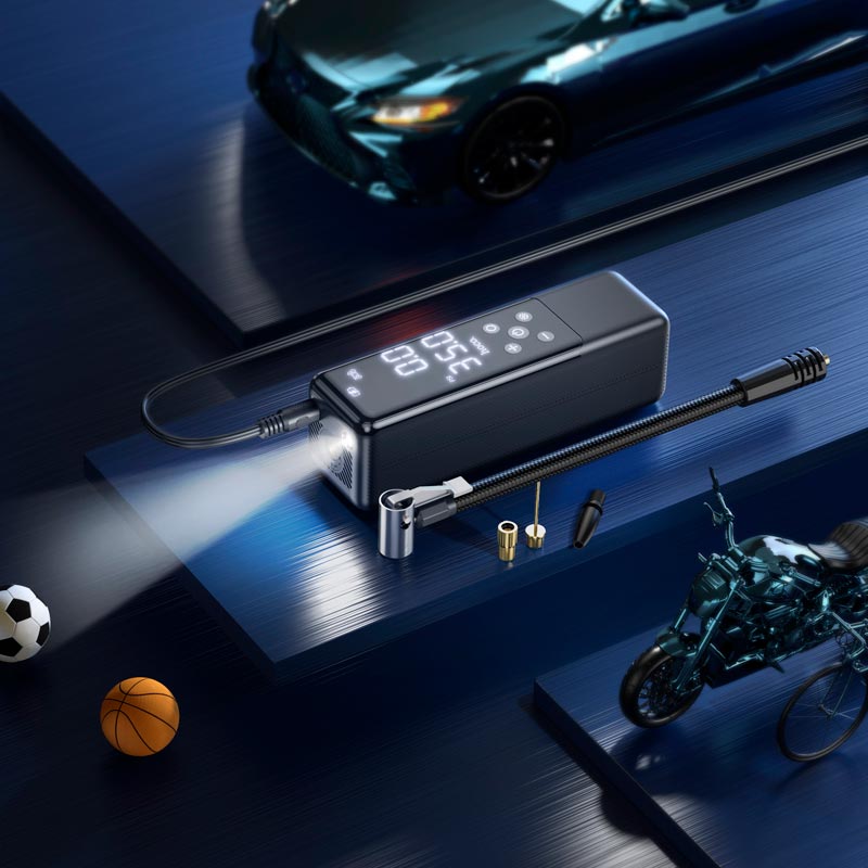 Автомобільний насос HOCO ZP5 May smart air pump Black