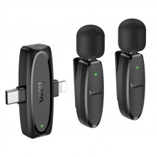 Бездротова мікрофонна система HOCO L15 Dual-mic clip-on wireless digital microphone (iP/Type-C) Black