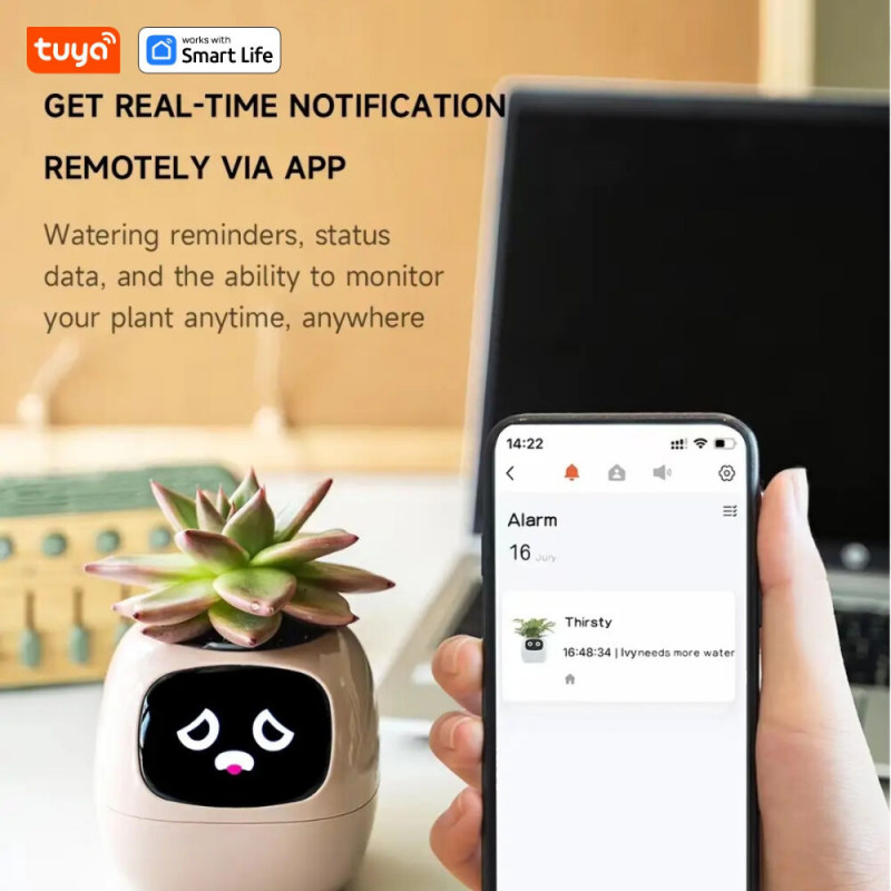 Інтерактивний розумний горщик для рослин Ivy Smart Planter Tuya AI, Yellow