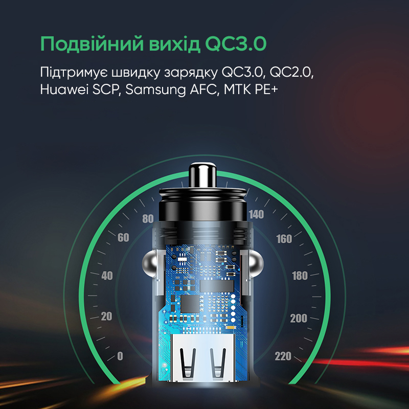 Автомобільний зарядний пристрій Baseus Square metal A+A 30W Black