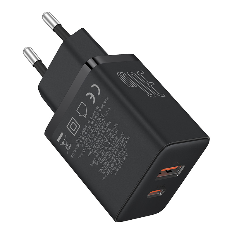 Мережевий зарядний пристрій Baseus Cube Fast Charger C+U 30W EU Cluster Black
