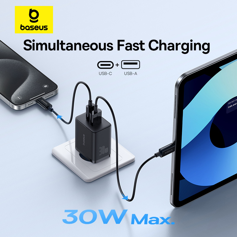 Мережевий зарядний пристрій Baseus Cube Fast Charger C+U 30W EU Cluster Black