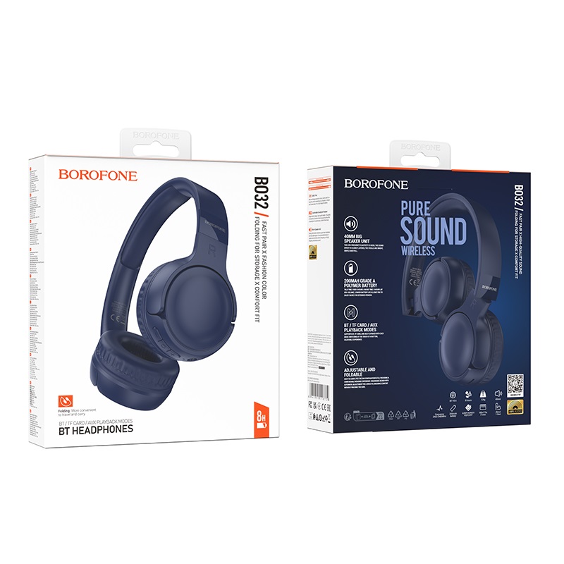 Бездротові накладні навушники BOROFONE BO32 Show BT headphones Blue