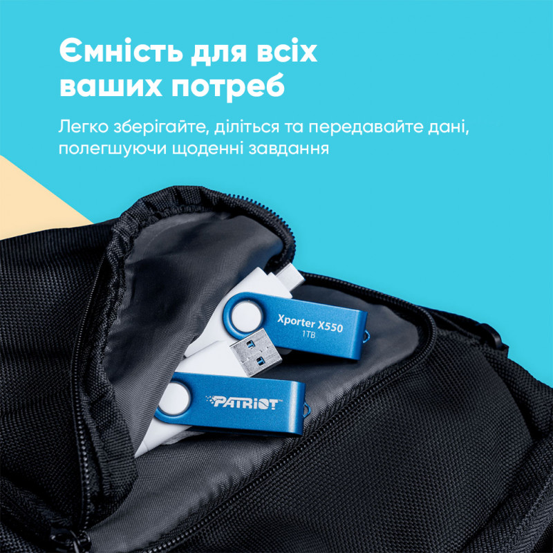 Флеш-накопичувач Patriot USB 3.2 Gen 1 Xporter X550 256GB Type-A+C
