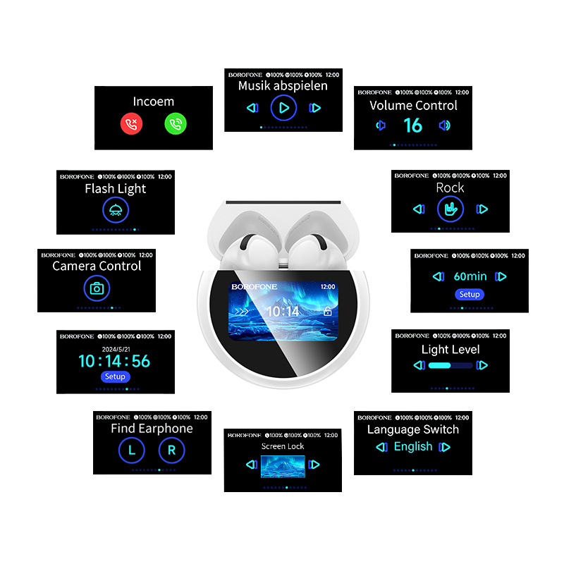 Бездротові навушники BOROFONE BW87 Mist true wireless BT headset with touch screen White