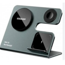 Бездротовий мультизарядний пристрій Essager  Ruicheng desktop magnetic suction 15W (3 in 1)  black