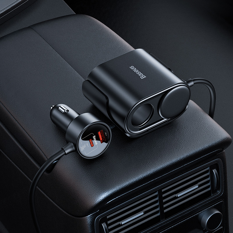 Автомобільний зарядний пристрій Baseus High Efficiency Pro 1-for-2 Car Cigarette Lighter 30W Cosmic Black