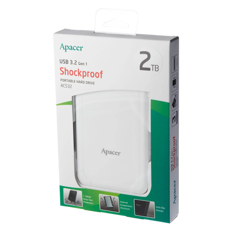 External hard drive PHD External 2.5'' Apacer USB 3.1 AC532 2TB White